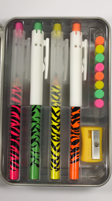 Pointless Pencil Kit (4 Pack): Neon Tiger Tails