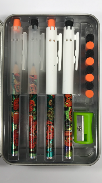 Pointless Pencil Kit (4 Pack): Jack-O-Lantern Smiley