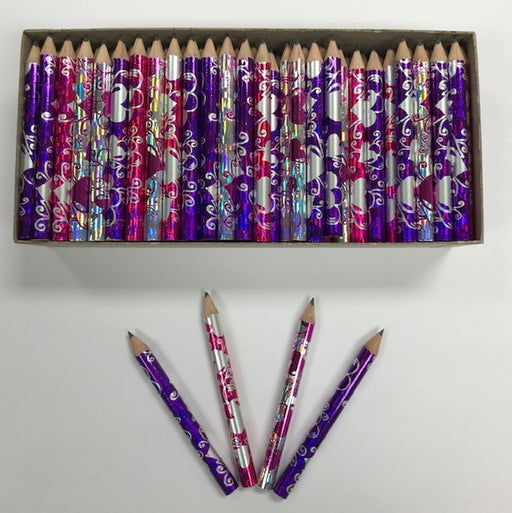 Decorated Pencils: Fancy Hearts Purple & White